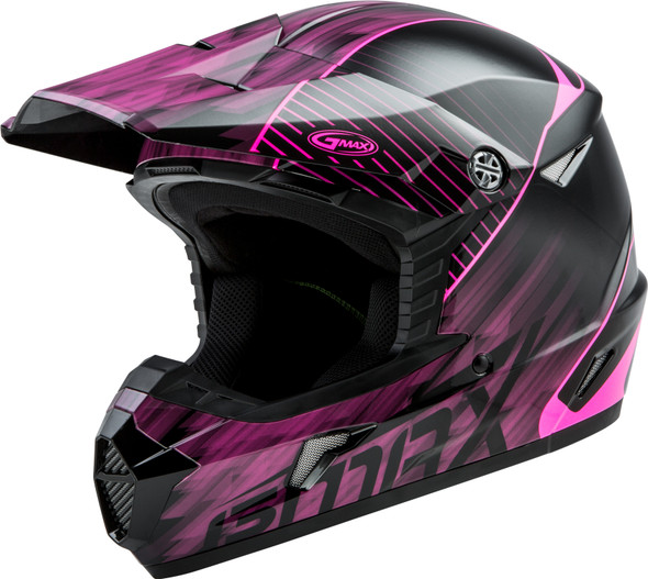 Gmax Youth Mx-46Y Off-Road Colfax Helmet Black/Hi-Vis Pink Ys G3463220