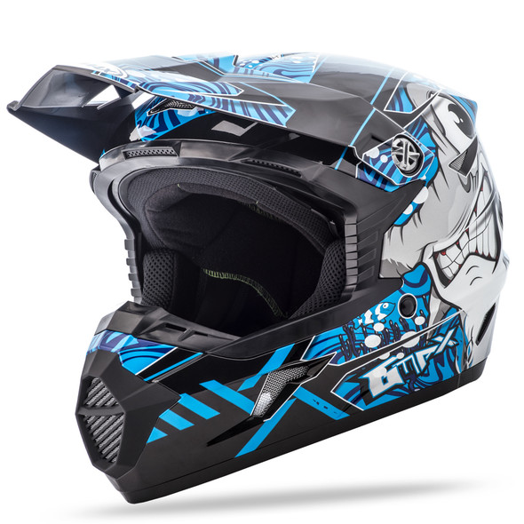 Gmax Youth Mx-46Y Off-Road Hooper Helmet Black/Blue Ys G3468210 Tc-2