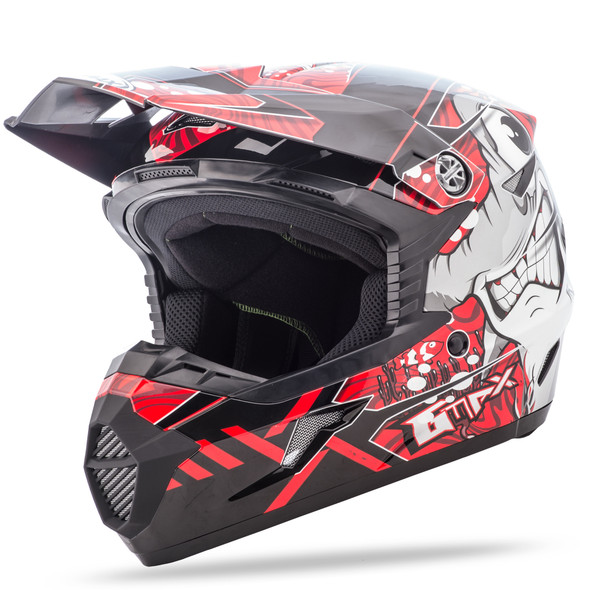 Gmax Youth Mx-46Y Off-Road Hooper Helmet Black/Red Yl G3468202 Tc-1
