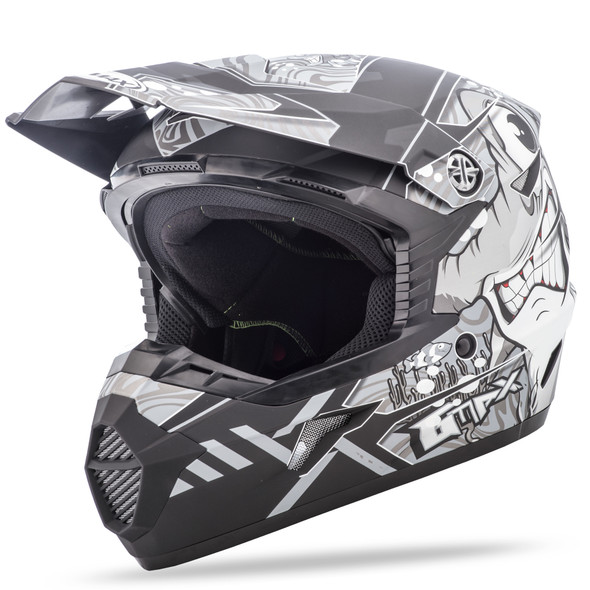 Gmax Youth Mx-46Y Off-Road Hooper Helmet Matte Blk/Dark Sil Ys G3468450 Tc-17F