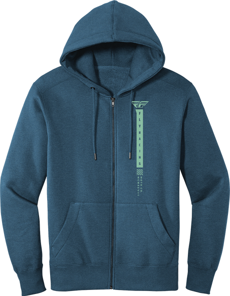Fly Racing Fly Podium Hoodie Blue Heather/Green Lg 354-0177L