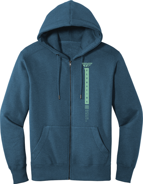 Fly Racing Fly Podium Hoodie Blue Heather/Green Md 354-0177M