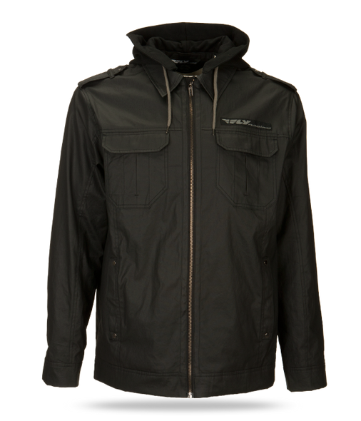 Fly Racing Waxed Jacket W/Hood Black Lg 354-6130L