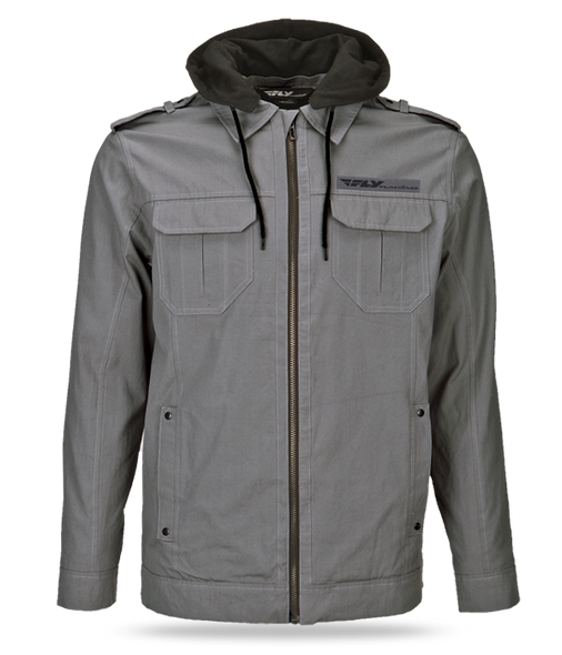 Fly Racing Waxed Jacket W/Hood Grey Sm 354-6136S