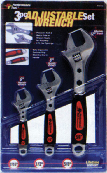 Performancetool 3 Pc Adjustable Wrench Set W30703