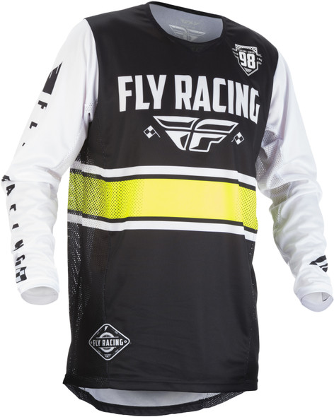 Fly Racing Kinetic Era Jersey Black/White Ym 371-420Ym