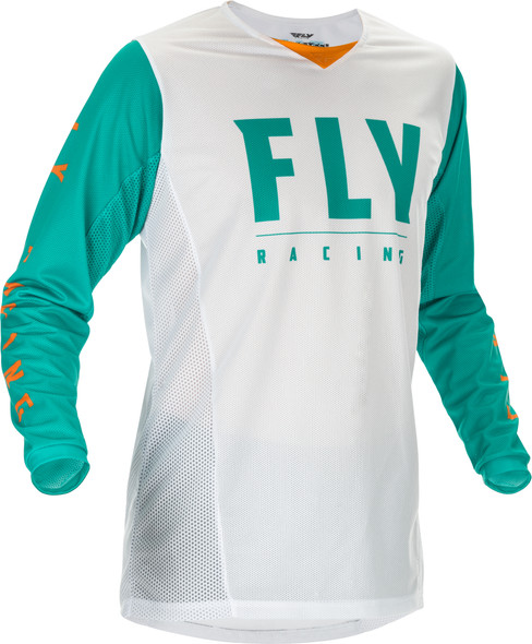 Fly Racing Kinetic Mesh Jersey White/Teal/Orange Md 374-314M