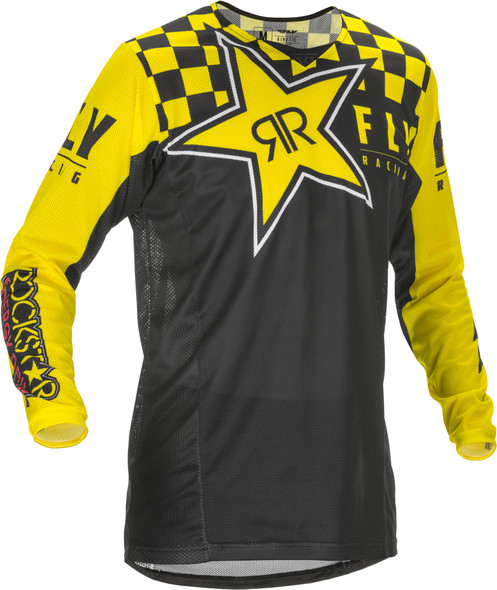 Fly Racing Kinetic Rockstar Mesh Jersey Black/Yellow/Red Lg 374-318L