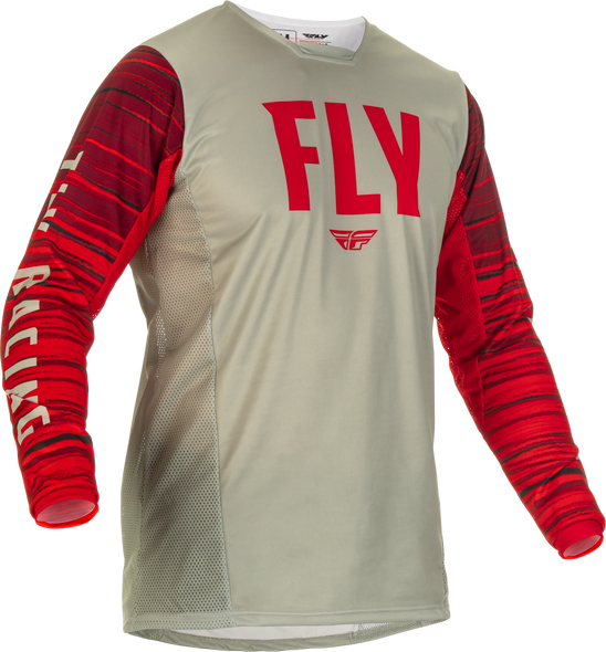 Fly Racing Kinetic Wave Jersey Light Grey/Red Lg 375-522L