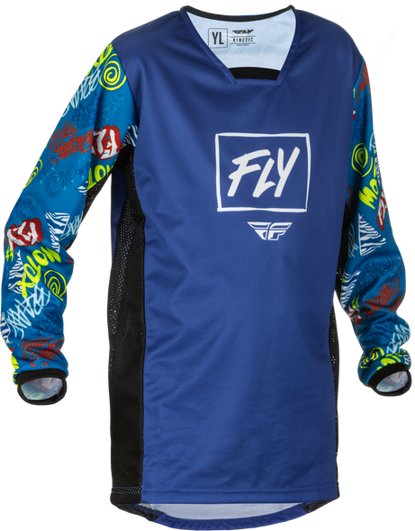 Fly Racing Youth Kinetic Rebel Jersey Blue/Light Blue Yl 375-427Yl