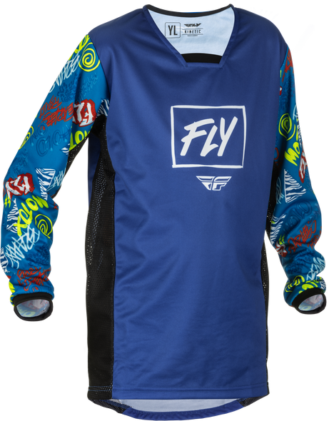 Fly Racing Youth Kinetic Rebel Jersey Blue/Light Blue Ym 375-427Ym