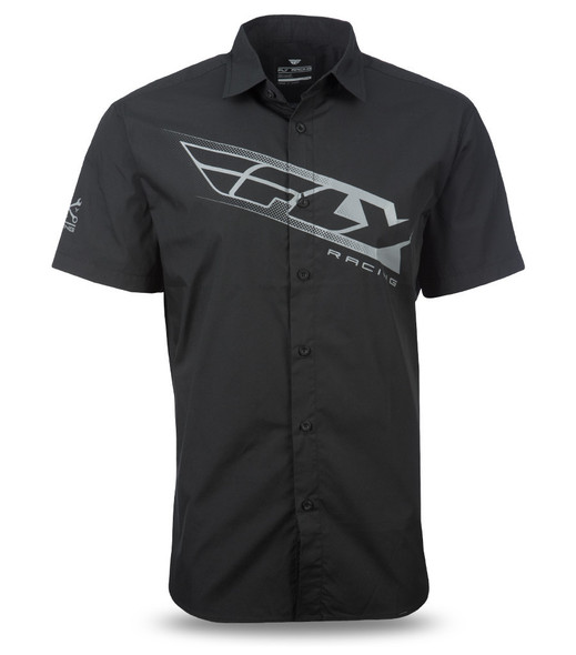 Fly Racing Fly Pit Button Up Shirt Black/Grey Lg 352-6190L