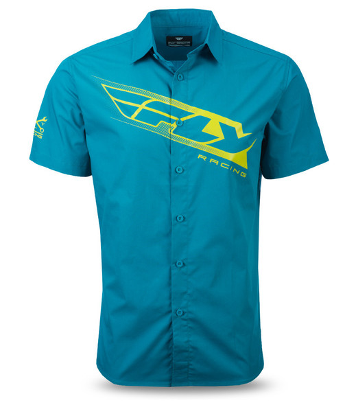 Fly Racing Fly Pit Button Up Shirt Teal/Lime Xl 352-6198X