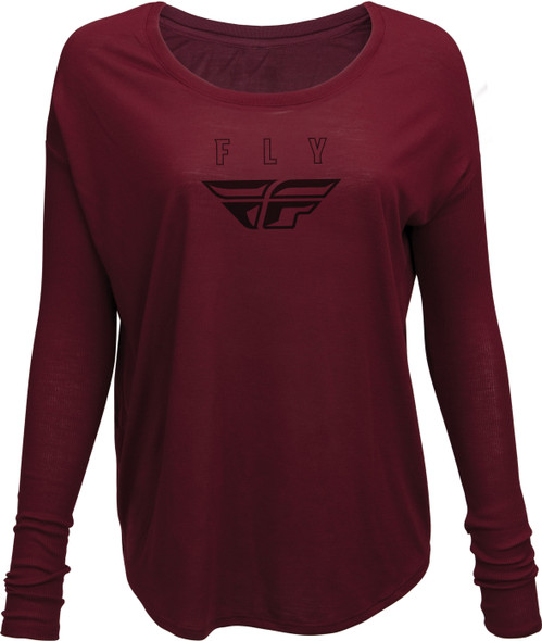 Fly Racing Women'S Fly Logo Long Sleeve Tee Maroon Lg 356-4042L