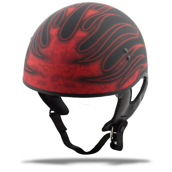 Gmax Gm-65 Half Helmet Flame Matte Black/Red Md G1657205