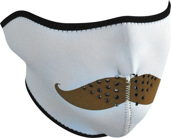 Zan Half Face Mask (White W/Mustache) Wnfm163H