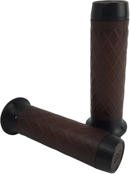 Brass Balls Leather Moto Grips Black/Dark Brown Bb08-209