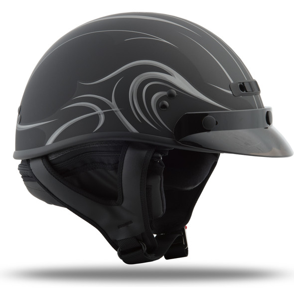 Gmax Gm-35 Half Helmet Full Dressed Derk Matte Black 2X G1235198 F.Tc-12