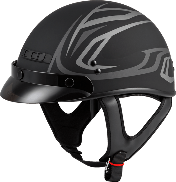 Gmax Gm-35 Half Helmet Full Dressed Derk Matte Black/Silver Sm G1355394