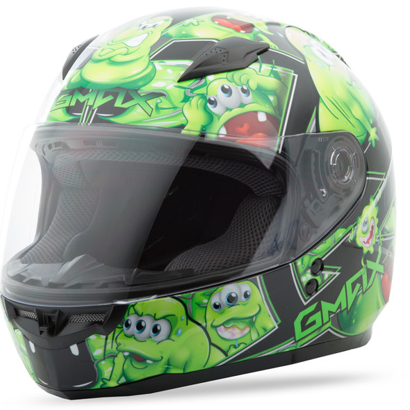 Gmax Gm-49Y Full Face Helmet Attack Black/Green Yl G7494222