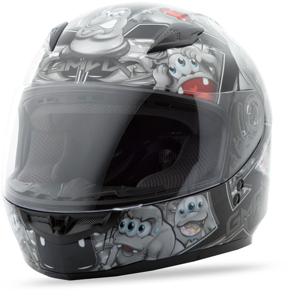 Gmax Gm-49Y Full Face Helmet Attack Black/Silver Ym G7494241