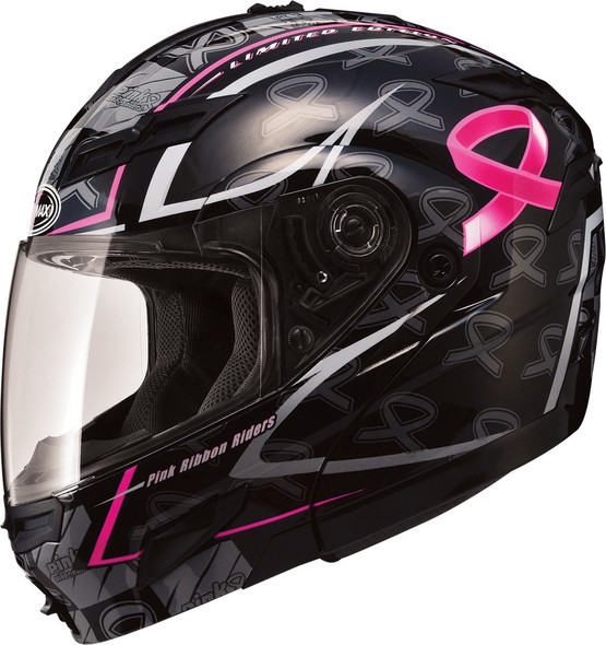 Gmax Gm-54S Modular Helmet Black/Silver/Pink Ribbon S G1545404 Tc-14