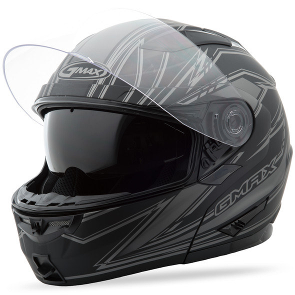 Gmax Gm-64 Modular Derk Helmet Matte Black/Silver Xs G1640393 F.Tc-12