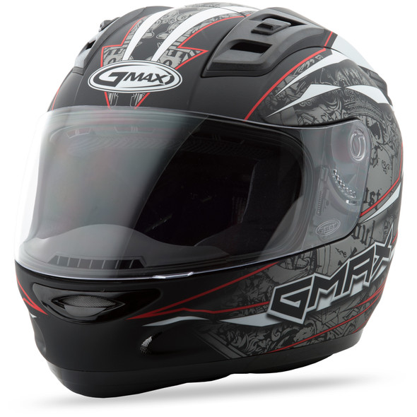 Gmax Gm-69 Full-Face Mayhem Helmet Matte Black/Silver/Red Sm G7693204 Tc-1