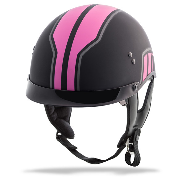 Gmax Hh-65 Half Helmet Full Dressed Twin Matte Black/Pink Sm G9659404