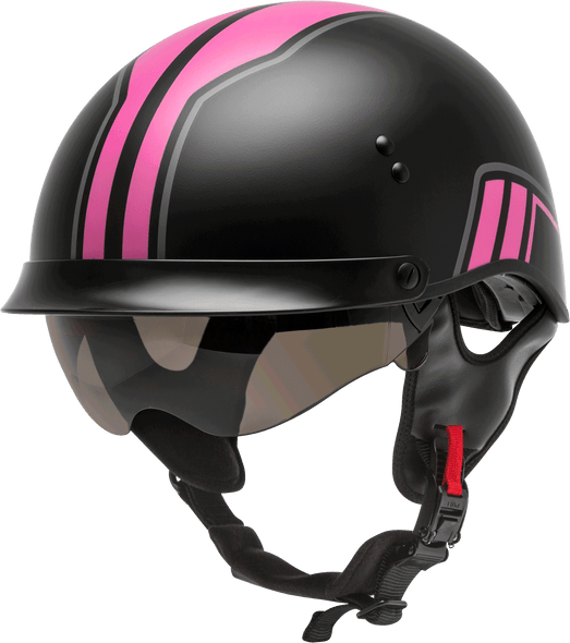 Gmax Hh-65 Half Helmet Full Dressed Twin Matte Black/Pink Xl H9651347