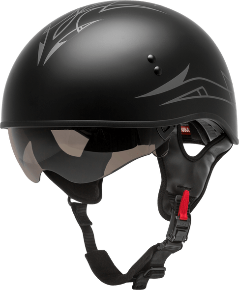 Gmax Hh-65 Half Helmet Pin Naked Matte Black/Dark Silver 2X H1652078