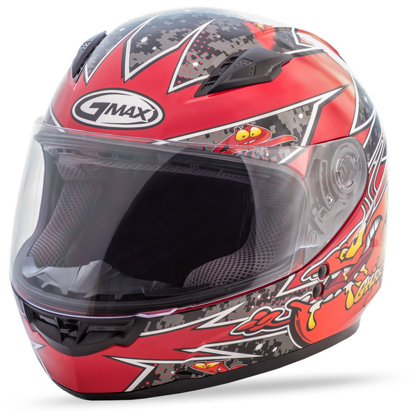 Gmax Youth Gm-49Y Full-Face Alien Helmet Black/Red Ym G7496201 Tc-1