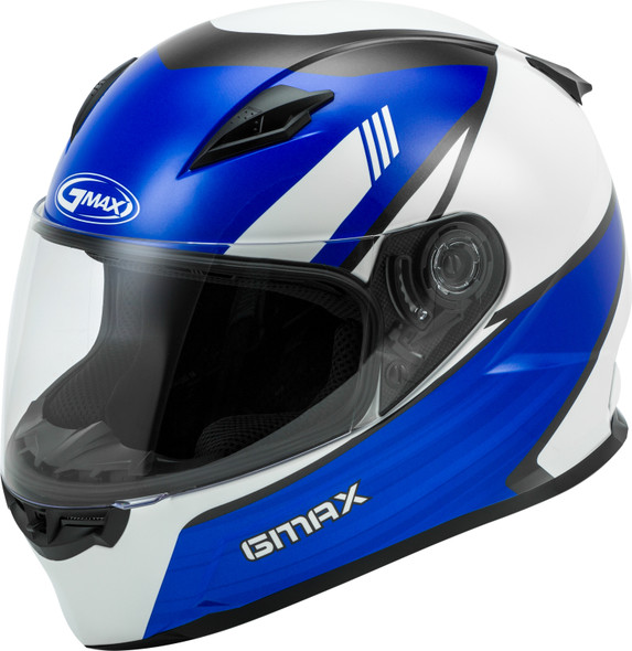 Gmax Youth Gm-49Y Full-Face Deflect Helmet White/Blue Ys G1493510