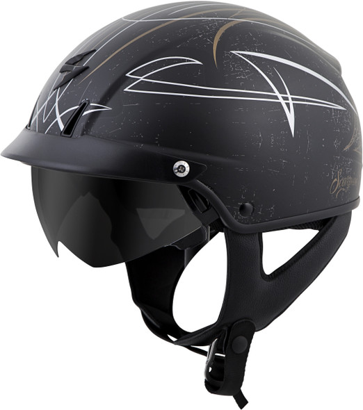 Scorpion Exo Exo-C110 Open-Face Helmet Pinstripe Black/Gold 2X C11-2417