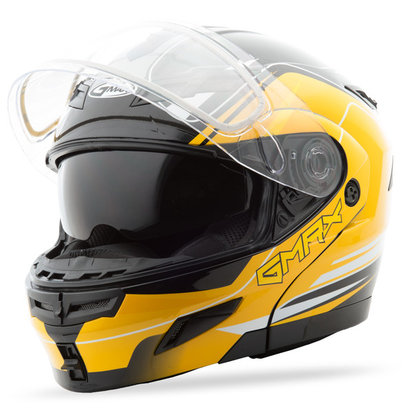 Gmax Gm-54S Modular Terrain Snow Helmet Black/Yellow Md G2546235 Tc-4