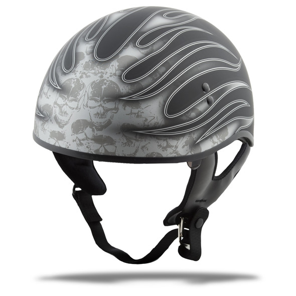 Gmax Gm-65 Half Helmet Flame Matte Black/Dark Silver Sm G1657334