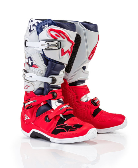 Alpinestars Tech 7 Five Star Le Boots Cool Grey/ Red Sz 09 2012014-9034-09