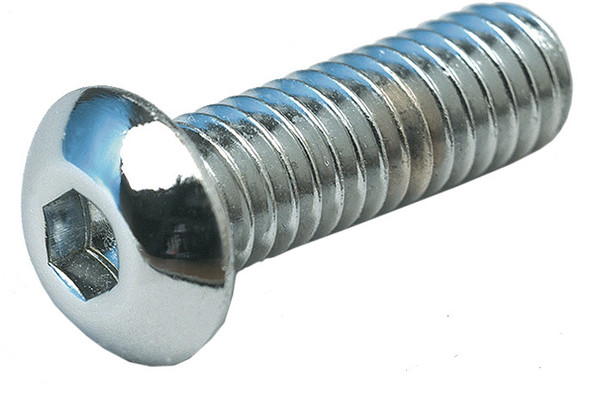 Cy-Chrome 1/4"-28X1/2" Bolts Chrome Sae Button Head 2/Pk Mcs301