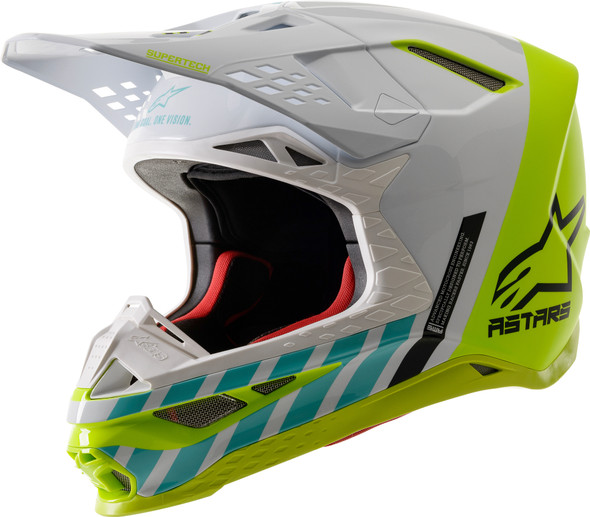 Alpinestars Sm8 Anaheim 2020 Le Helmet Lg Wht/Yllw Fluo/Turq Mg Lg 8301920-2057-L