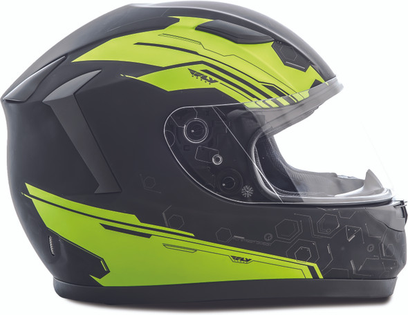 Fly Racing Conquest Hex Helmet Black/Hi-Vis 2X 73-84232X