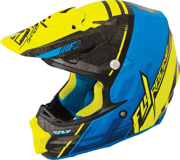 Fly Racing F2 Carbon Canard Helmet Black/Blue/Hi-Vis X 73-4093X