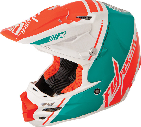 Fly Racing F2 Carbon Canard Replica Helmet White/Teal/Orange 2X 73-40952X