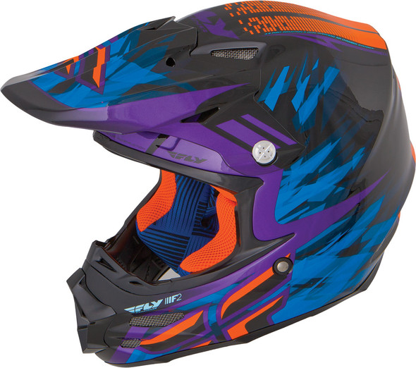 Fly Racing F2 Carbon Shorty Helmet Black/Purple/Orange L 73-4083L