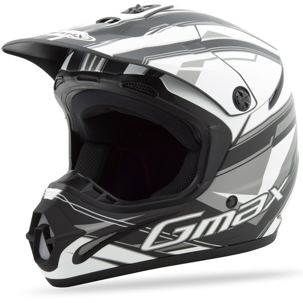 Gmax Gm46.2X Traxxion Helmet Flat Black/White/Silver M G3463435 Tc-17F