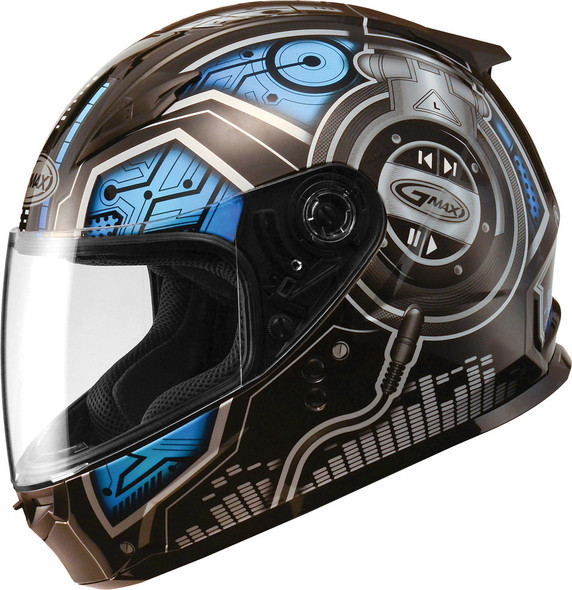 Gmax Gm-49Y Full Face Helmet Dj Black/Blue Ys G7492210 Tc-2