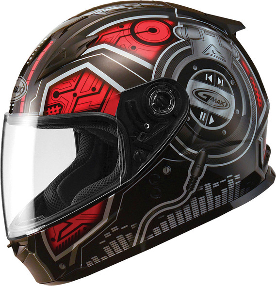 Gmax Gm-49Y Full Face Helmet Dj Black/Red Ym G7492201 Tc-1