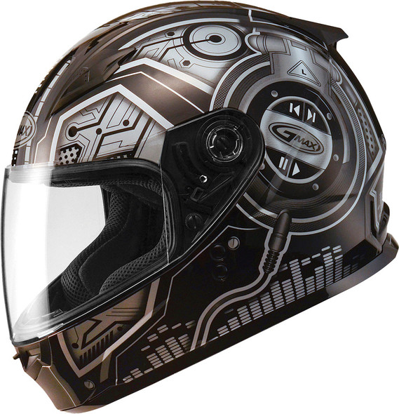 Gmax Gm-49Y Full Face Helmet Dj Black/Silver Ym G7492241 Tc-5