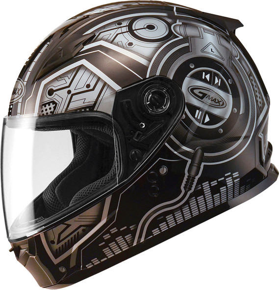 Gmax Gm-49Y Full Face Helmet Dj Black/Silver Ys G7492240 Tc-5