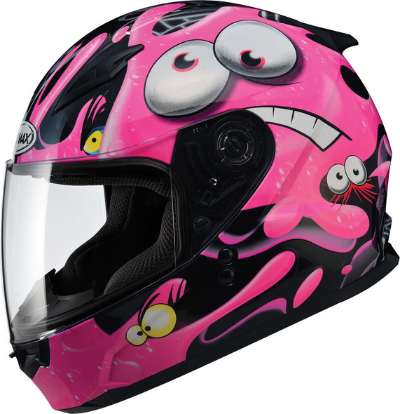 Gmax Gm-49Y Full Face Helmet Slimed Black/Pink Yl G7491402 Tc-14