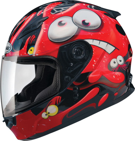 Gmax Gm-49Y Full Face Helmet Slimed Black/Red Ym G7491201 Tc-1